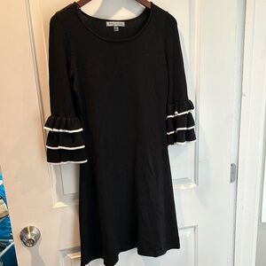Black light Sweater Dress with Ruffled Sleeves